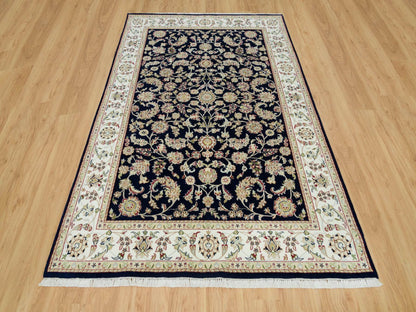 Blue 6'1" x 9'1" Fine Oriental Hand knotted Wool Rug - Sku: O090311