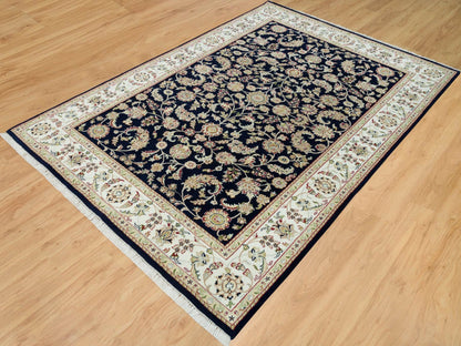Blue 6'1" x 9'1" Fine Oriental Hand knotted Wool Rug - Sku: O090311