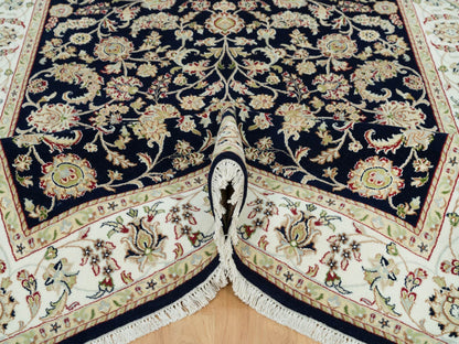 Blue 6'1" x 9'1" Fine Oriental Hand knotted Wool Rug - Sku: O090311