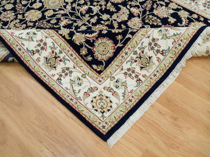 Blue 6'1" x 9'1" Fine Oriental Hand knotted Wool Rug - Sku: O090311