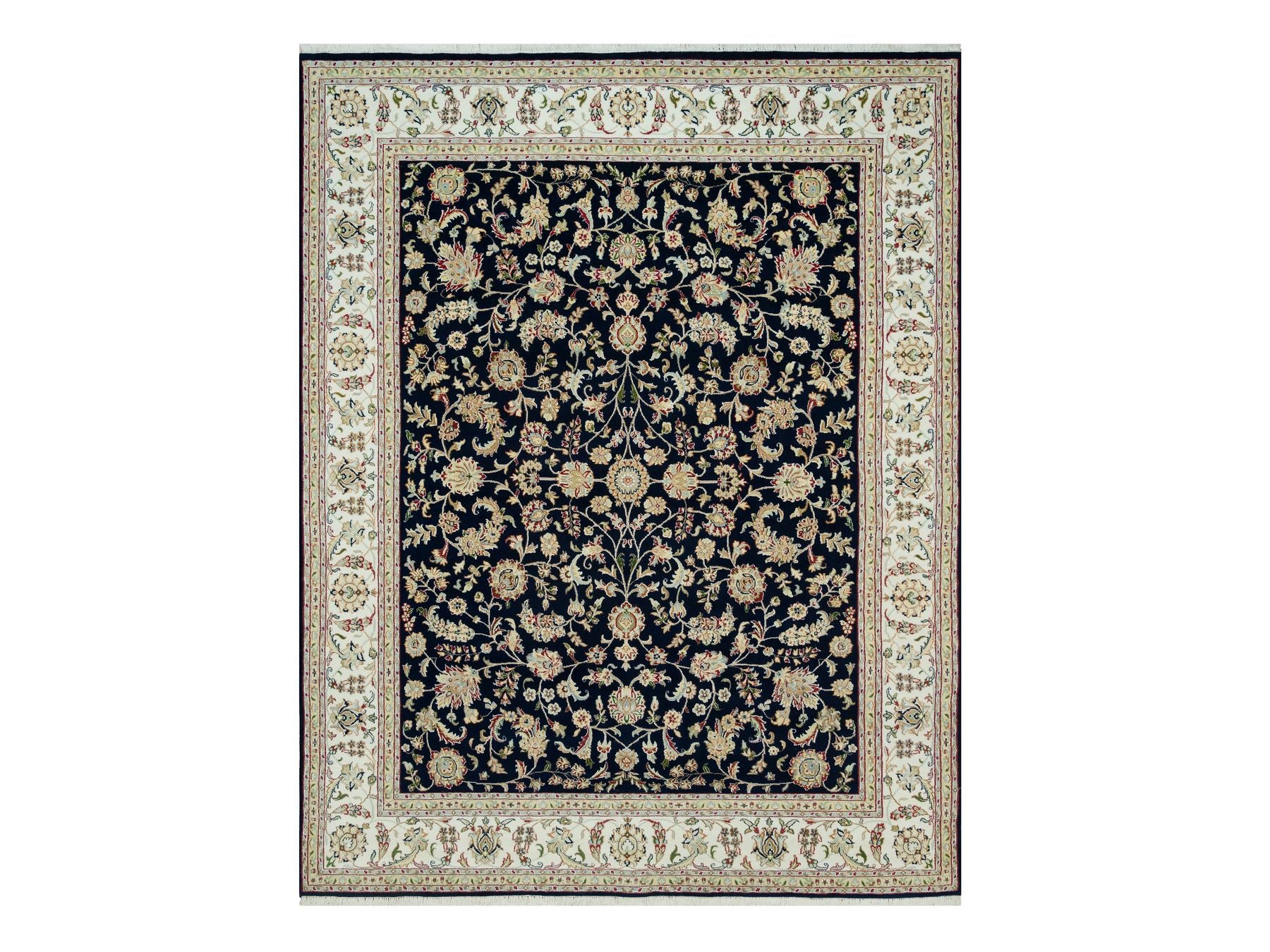 Nain Fine Oriental hand-knotted wool rug in Blue & Ivory, 7'9" x 10' — SKU O090316