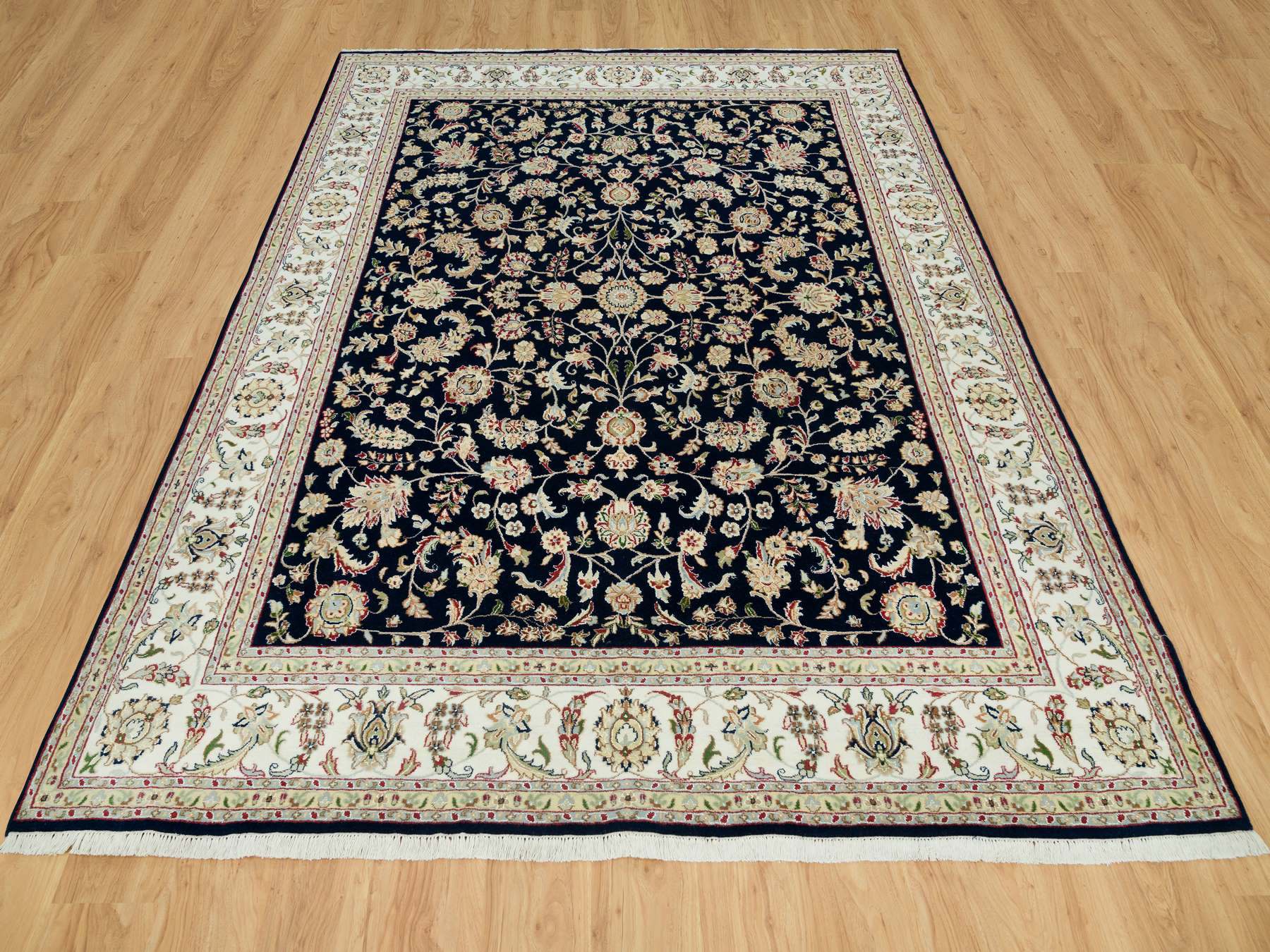 Nain Fine Oriental hand-knotted wool rug in Blue & Ivory, 7'9" x 10' — SKU O090316 (view 2)