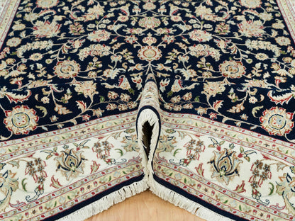 Blue 7'9" x 10'0" Fine Oriental Hand knotted Wool Rug - Sku: O090316