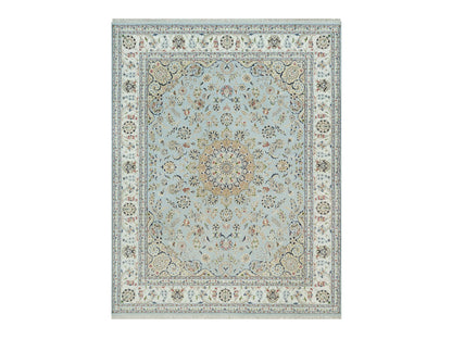 Nain Fine Oriental hand-knotted wool rug in Gray & Ivory, 7'7" x 9'9" — SKU O090319