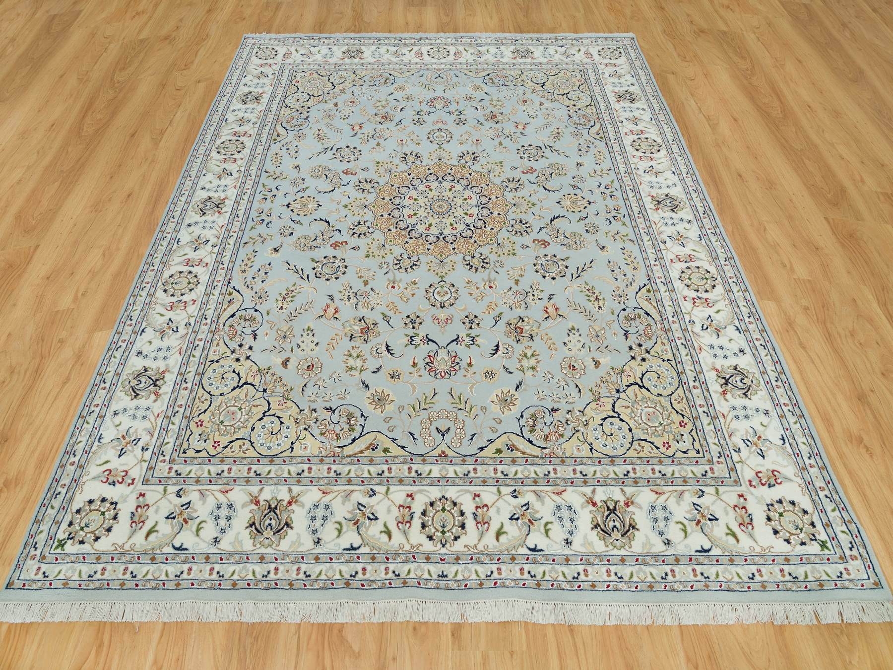Nain Fine Oriental hand-knotted wool rug in Gray & Ivory, 7'7" x 9'9" — SKU O090319 (view 2)
