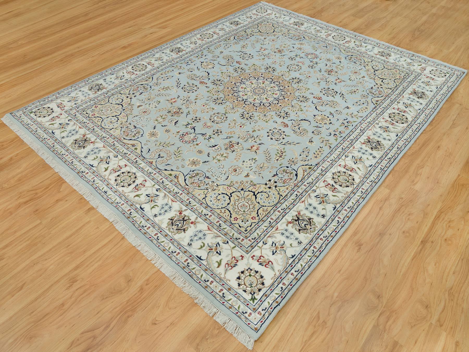 Nain Fine Oriental hand-knotted wool rug in Gray & Ivory, 7'7" x 9'9" — SKU O090319 (view 3)