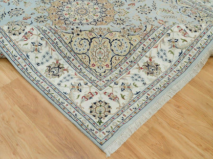 Nain Fine Oriental hand-knotted wool rug in Gray & Ivory, 7'7" x 9'9" — SKU O090319 (view 6)