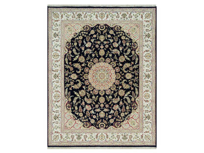Blue 7'11" x 10'1" Fine Oriental Hand knotted Wool Rug - Sku: O090320