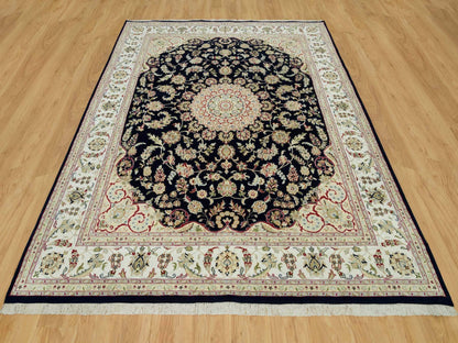 Blue 7'11" x 10'1" Fine Oriental Hand knotted Wool Rug - Sku: O090320