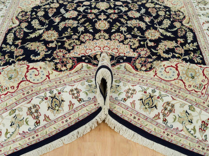 Blue 7'11" x 10'1" Fine Oriental Hand knotted Wool Rug - Sku: O090320