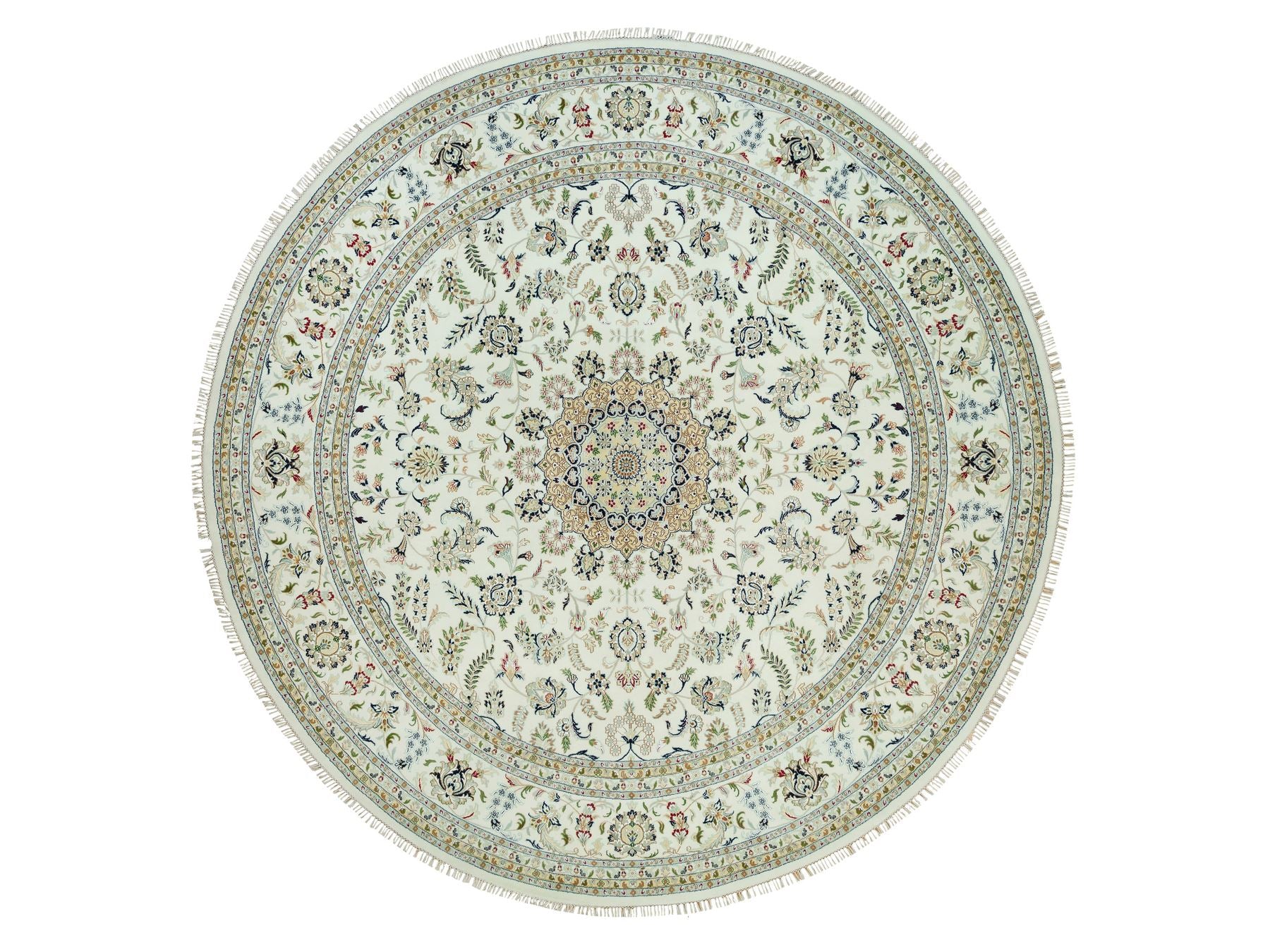 Nain Fine Oriental hand-knotted wool rug in Ivory, 12' x 12' — SKU O090329
