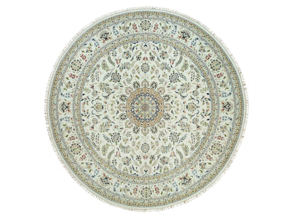 Nain Fine Oriental hand-knotted wool rug in Ivory, 12' x 12' — SKU O090329