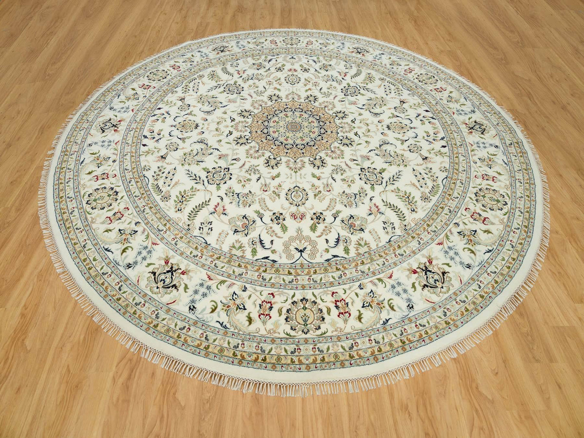 Nain Fine Oriental hand-knotted wool rug in Ivory, 12' x 12' — SKU O090329 (view 2)