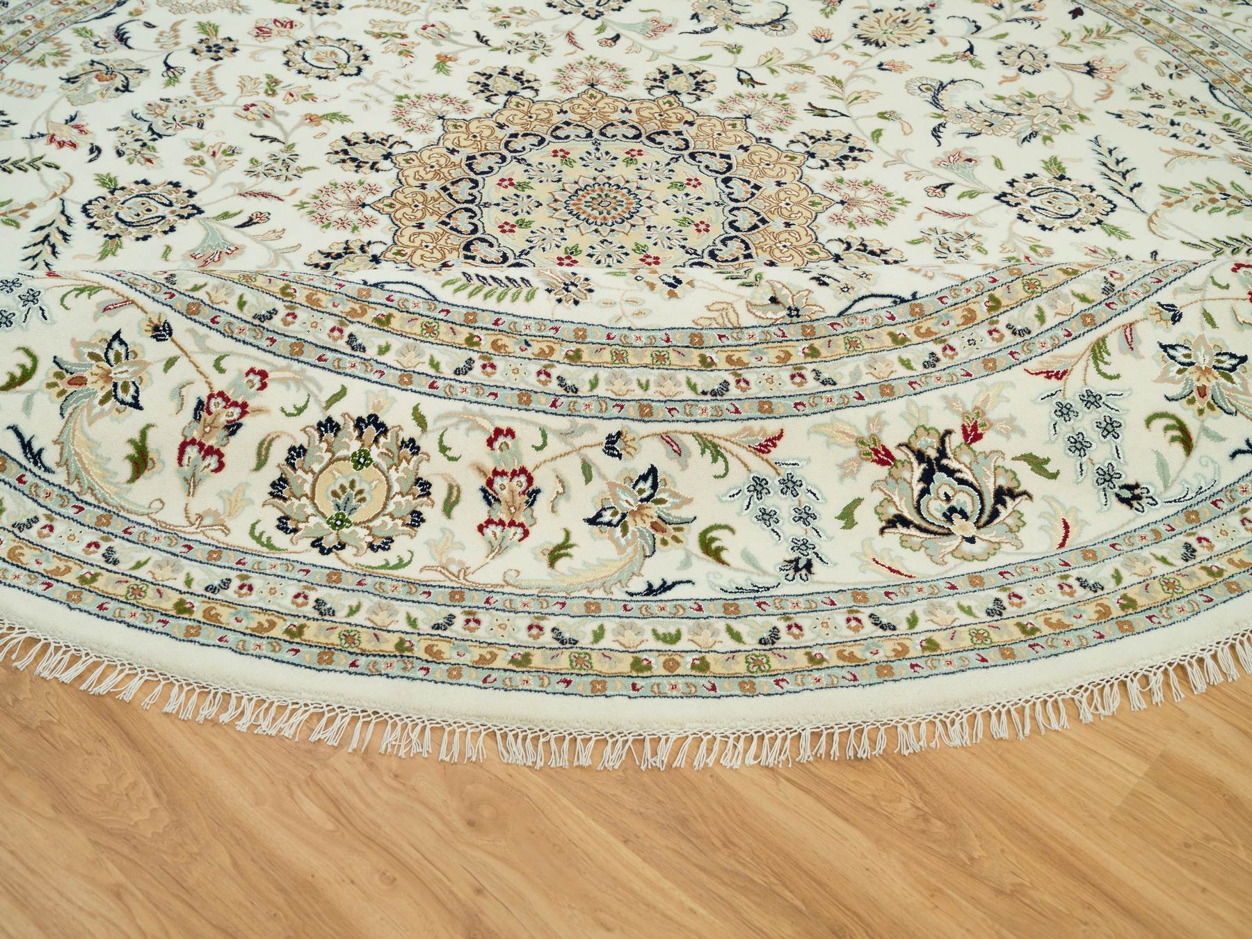 Nain Fine Oriental hand-knotted wool rug in Ivory, 12' x 12' — SKU O090329 (view 6)