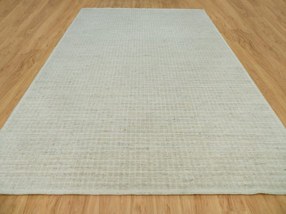 Ivory 10'0" x 13'9" Modern and Contemporary Handloom Wool Rug - Sku: O090341