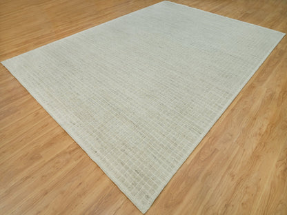 Ivory 10'0" x 13'9" Modern and Contemporary Handloom Wool Rug - Sku: O090341