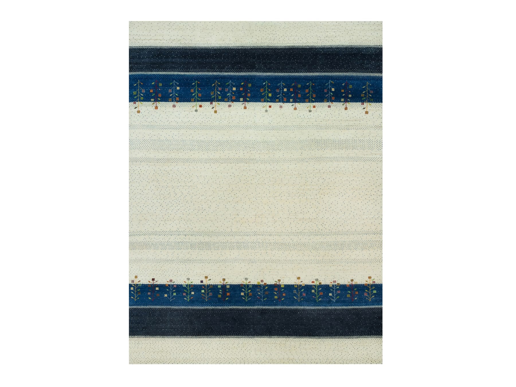 Gabbeh Modern / Contemporary hand-knotted wool rug in Ivory, 8'11" x 12'1" — SKU O090385