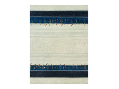 Gabbeh Modern / Contemporary hand-knotted wool rug in Ivory, 8'11" x 12'1" — SKU O090385