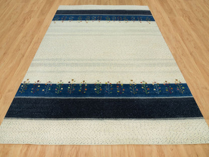 Ivory 8'11" x 12'1" Modern and Contemporary Hand knotted Wool Rug - Sku: O090385