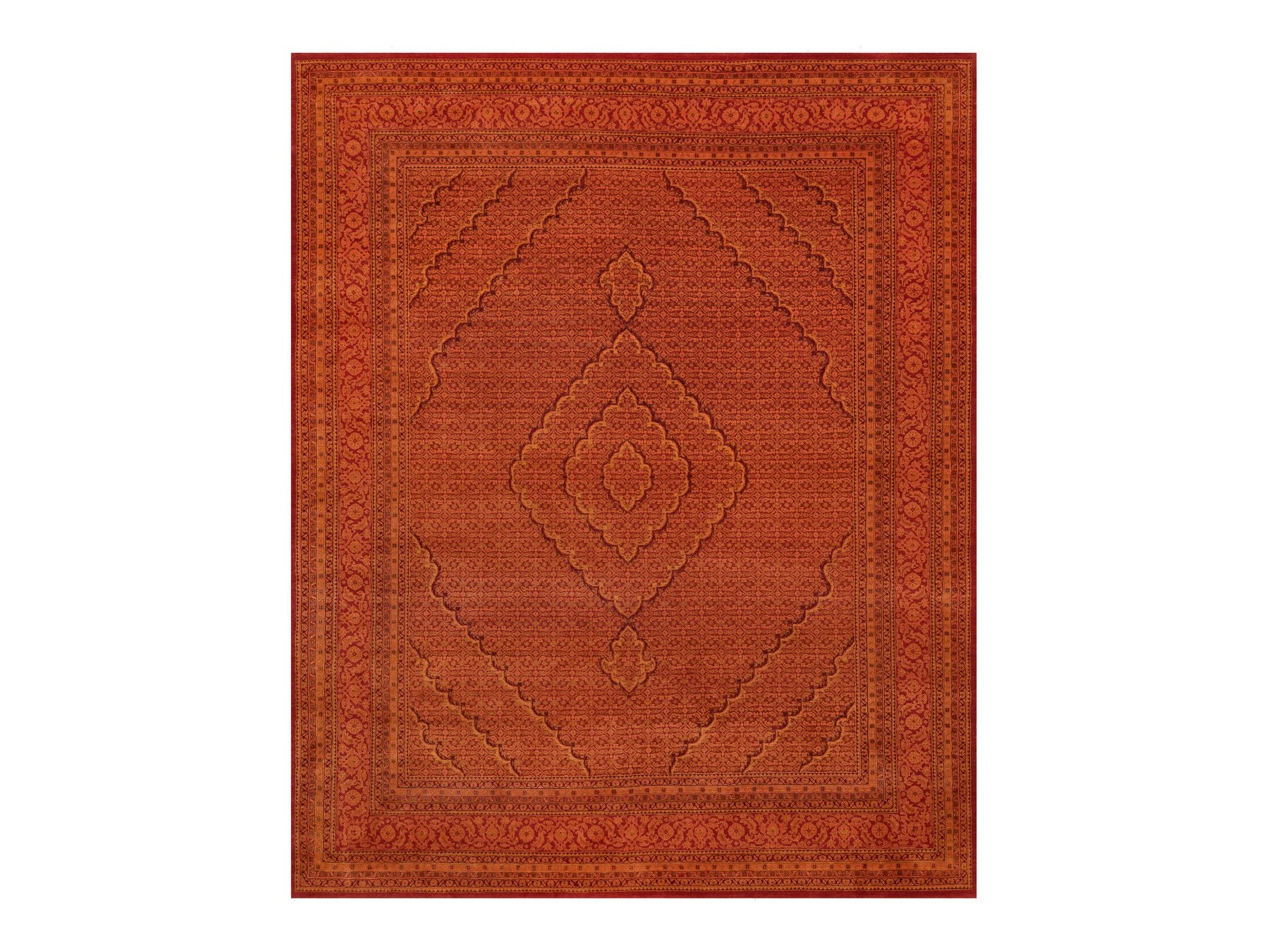 Tabriz Fine Oriental hand-knotted wool rug in Orange, 8'1" x 10'1" — SKU O090390