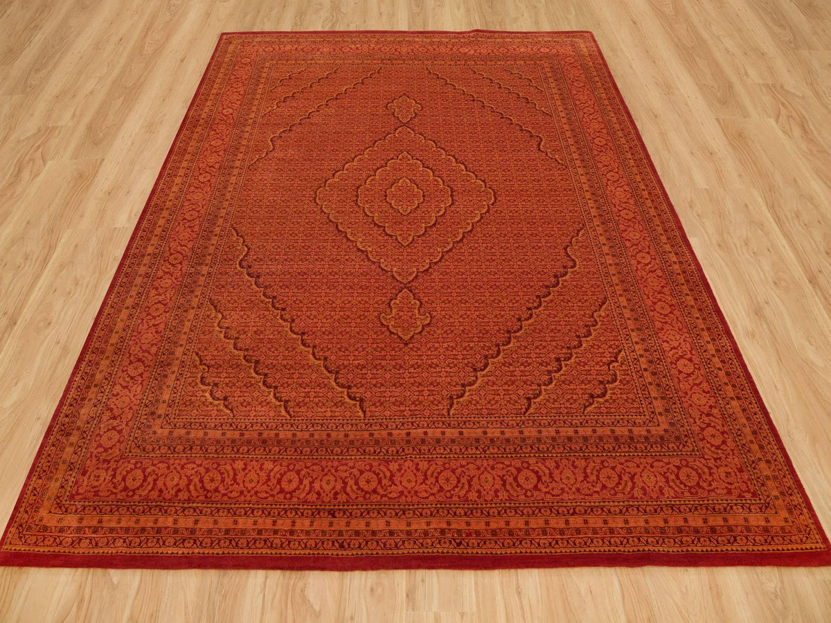 Tabriz Fine Oriental hand-knotted wool rug in Orange, 8'1" x 10'1" — SKU O090390 (view 2)