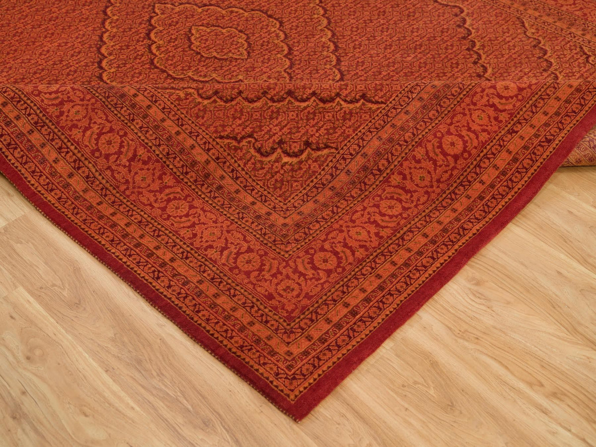Tabriz Fine Oriental hand-knotted wool rug in Orange, 8'1" x 10'1" — SKU O090390 (view 6)