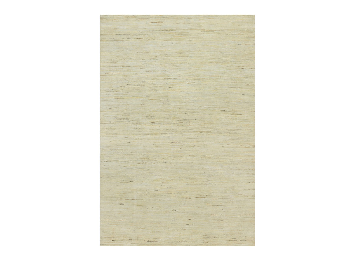 Gabbeh Modern / Contemporary hand-knotted wool rug in Ivory, 6' x 9' — SKU O090392