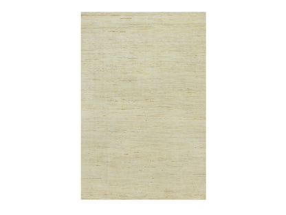 Gabbeh Modern / Contemporary hand-knotted wool rug in Ivory, 6' x 9' — SKU O090392
