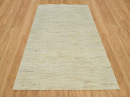 Gabbeh Modern / Contemporary hand-knotted wool rug in Ivory, 6' x 9' — SKU O090392 (view 2)