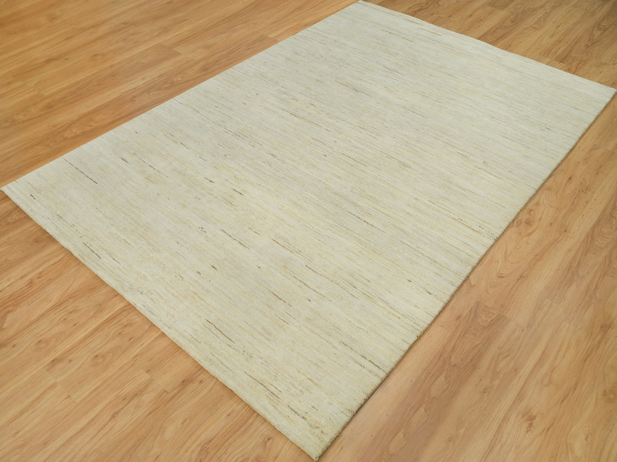 Gabbeh Modern / Contemporary hand-knotted wool rug in Ivory, 6' x 9' — SKU O090392 (view 3)