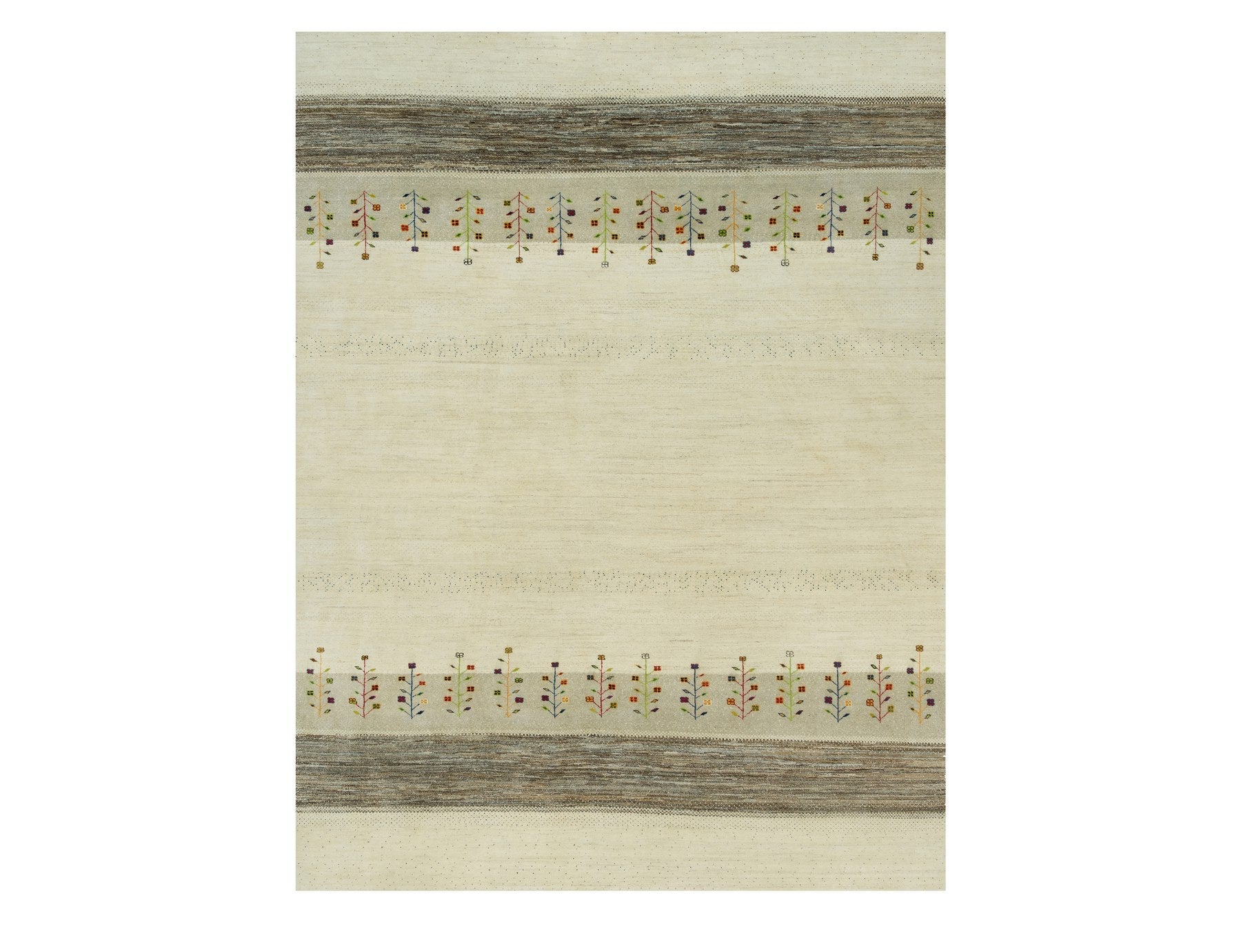 Gabbeh Modern / Contemporary hand-knotted wool rug in Ivory, 8'9" x 11'8" — SKU O090393
