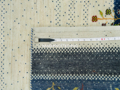 Gabbeh Modern / Contemporary hand-knotted wool runner in Ivory, 2'7" x 9'6" — SKU O090396 (view 8)