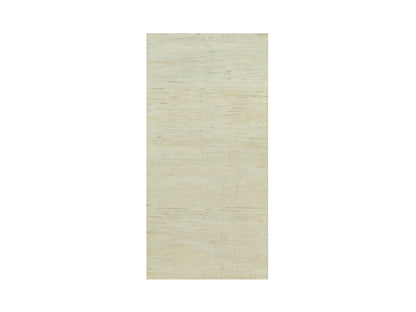 Gabbeh Modern / Contemporary hand-knotted wool runner in Ivory, 3'11" x 7'11" — SKU O090398