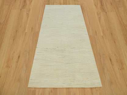 Ivory 3'11" x 7'11" Modern and Contemporary Hand knotted Wool Rug - Sku: O090398