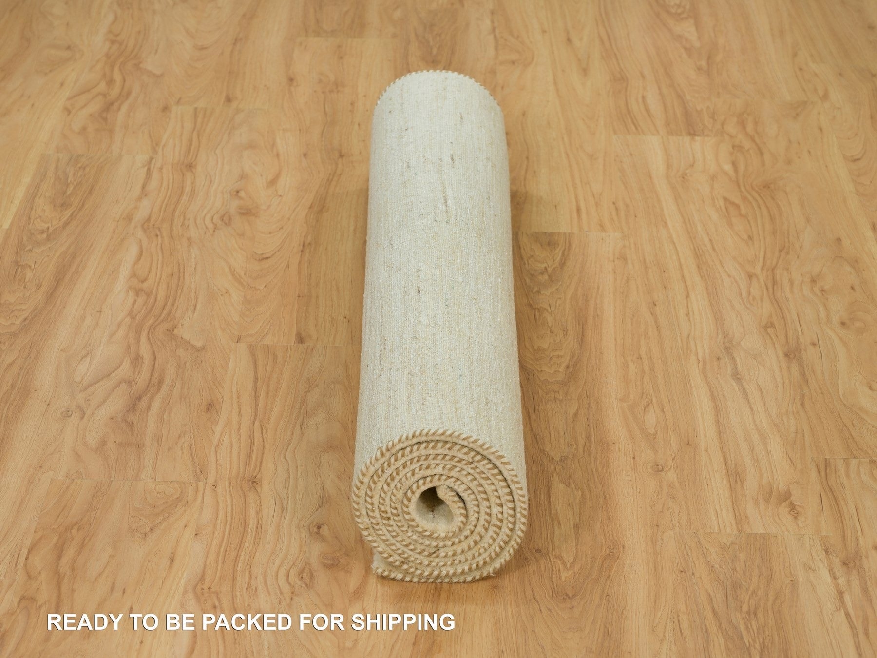 Gabbeh Modern / Contemporary hand-knotted wool runner in Ivory, 3'11" x 7'11" — SKU O090398 (view 6)
