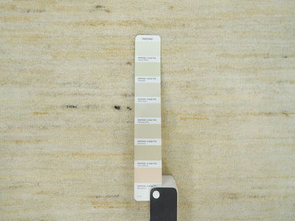Gabbeh Modern / Contemporary hand-knotted wool runner in Ivory, 4'1" x 9'11" — SKU O090399 (view 4)