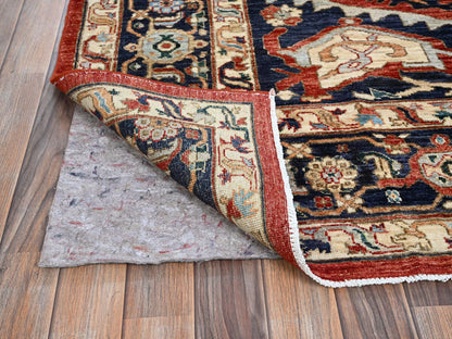 Red 8'1" x 9'8" Oushak And Peshawar Hand knotted Wool Rug - Sku: O0903