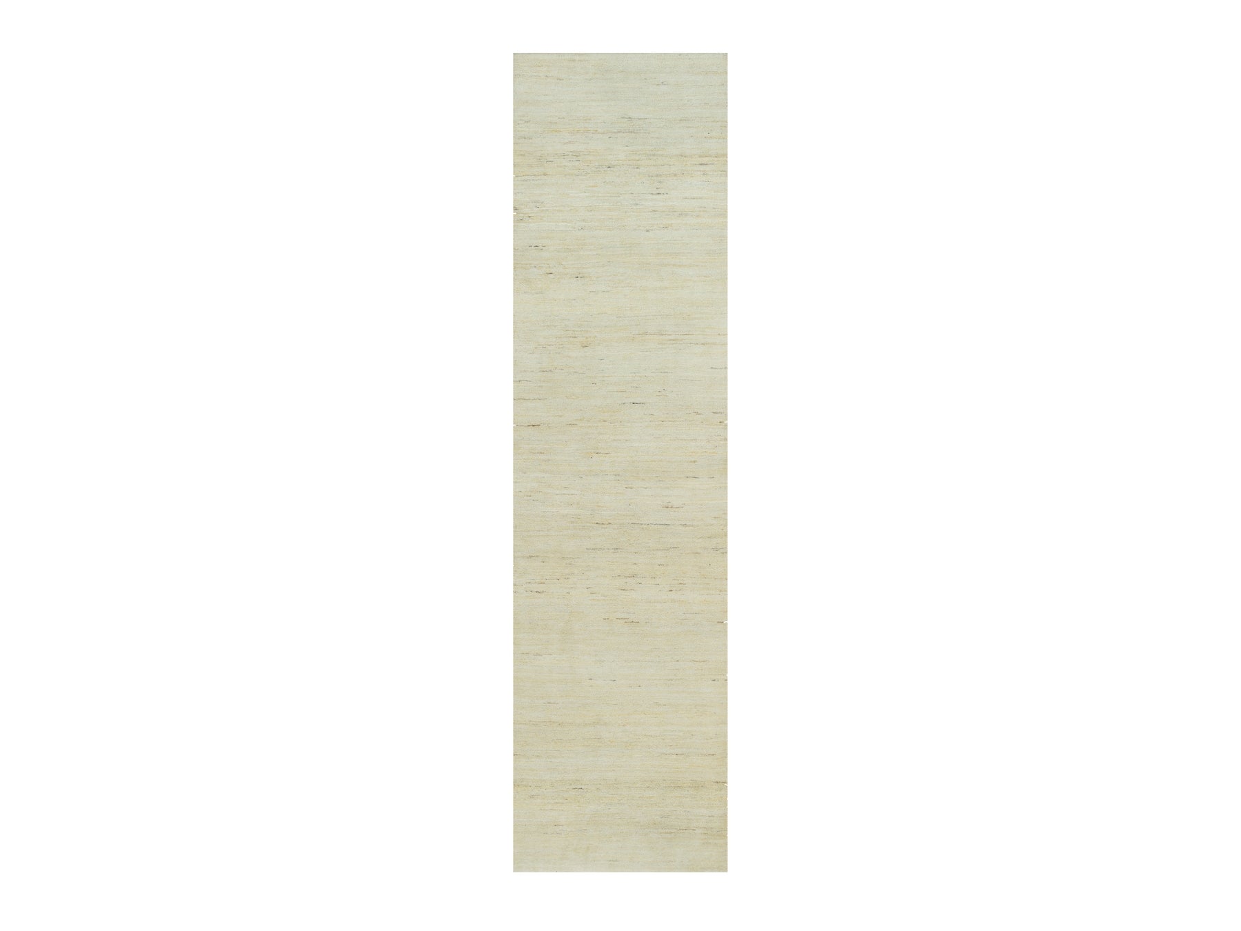Ivory 2'7" x 10'0" Modern / Contemporary Hand knotted Wool Rug - Sku: O090401