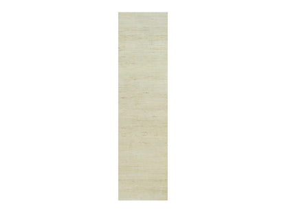 Gabbeh Modern / Contemporary hand-knotted wool runner in Ivory, 2'7" x 10' — SKU O090401