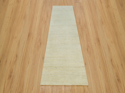 Gabbeh Modern / Contemporary hand-knotted wool runner in Ivory, 2'7" x 10' — SKU O090401 (view 2)