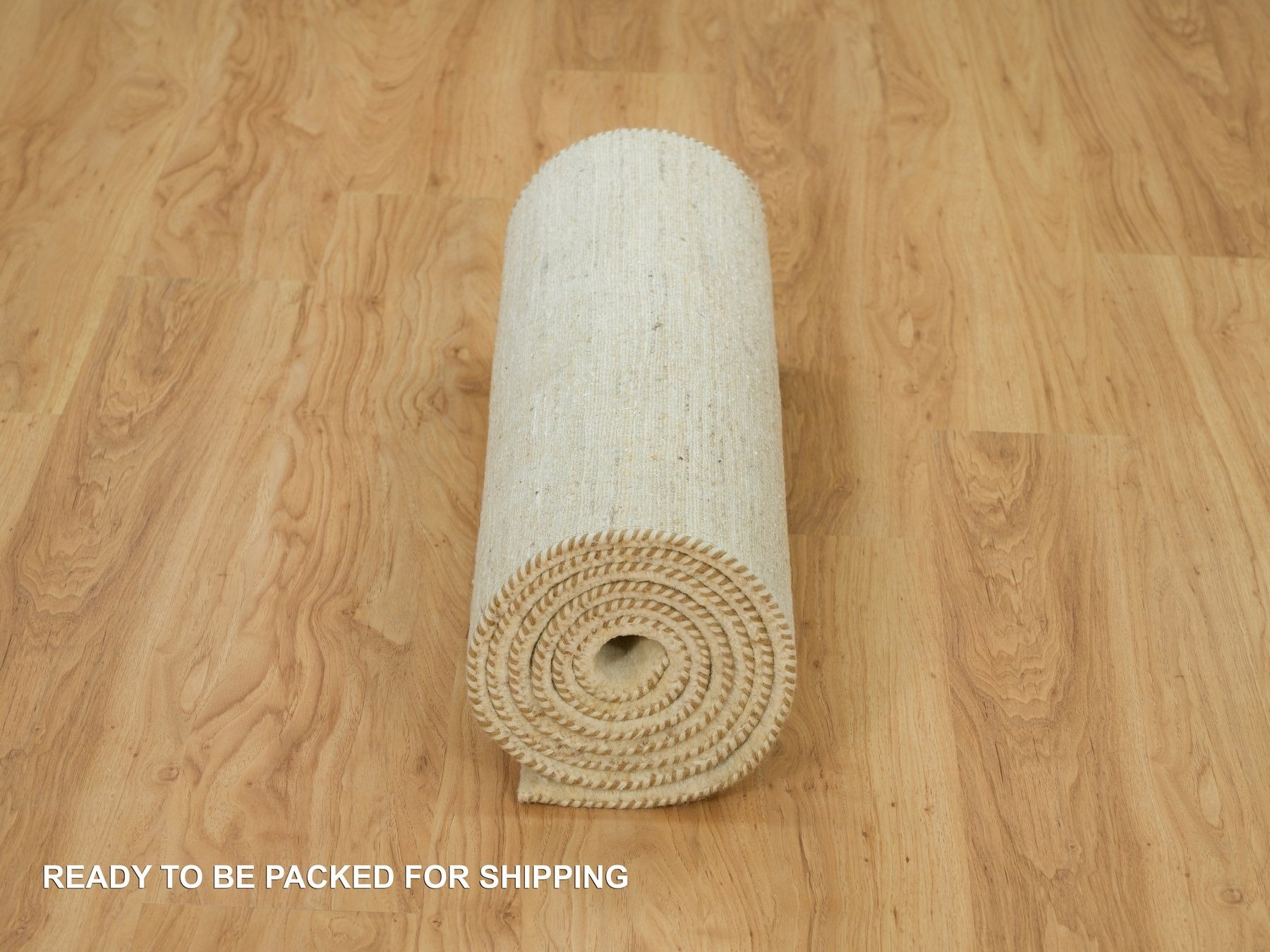 Gabbeh Modern / Contemporary hand-knotted wool runner in Ivory, 2'7" x 10' — SKU O090401 (view 6)