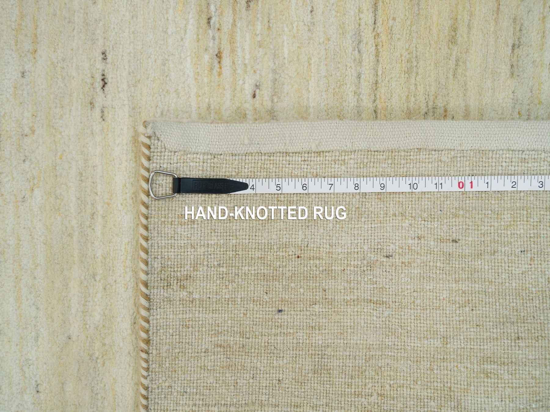 Gabbeh Modern / Contemporary hand-knotted wool runner in Ivory, 2'7" x 10' — SKU O090401 (view 8)