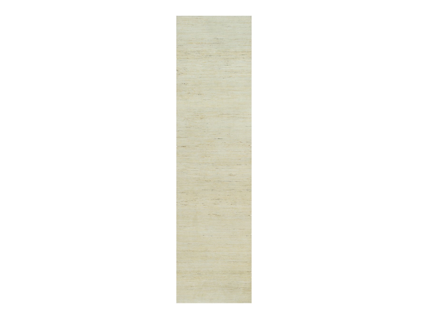 Ivory 2'6" x 10'0" Modern / Contemporary Hand knotted Wool Rug - Sku: O090402
