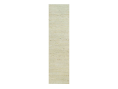 Gabbeh Modern / Contemporary hand-knotted wool runner in Ivory, 2'6" x 10' — SKU O090402