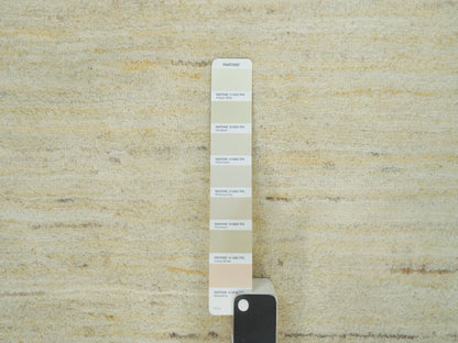 Gabbeh Modern / Contemporary hand-knotted wool runner in Ivory, 2'6" x 10' — SKU O090402 (view 4)