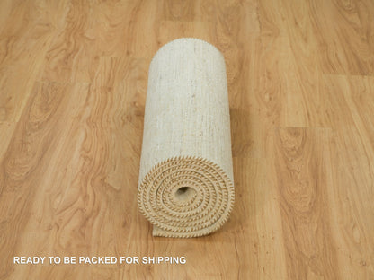 Gabbeh Modern / Contemporary hand-knotted wool runner in Ivory, 2'6" x 10' — SKU O090402 (view 6)