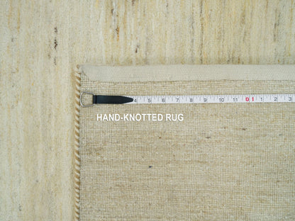 Gabbeh Modern / Contemporary hand-knotted wool runner in Ivory, 2'6" x 10' — SKU O090402 (view 8)