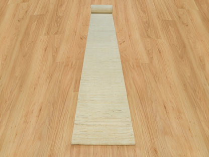 Gabbeh Modern / Contemporary hand-knotted wool runner in Ivory, 2'7" x 25'1" — SKU O090405 (view 2)