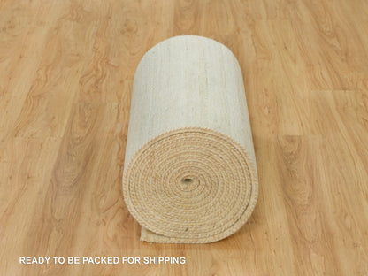 Gabbeh Modern / Contemporary hand-knotted wool runner in Ivory, 2'7" x 25'1" — SKU O090405 (view 6)