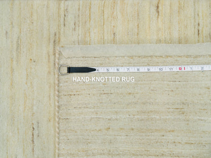 Gabbeh Modern / Contemporary hand-knotted wool runner in Ivory, 2'7" x 25'1" — SKU O090405 (view 8)